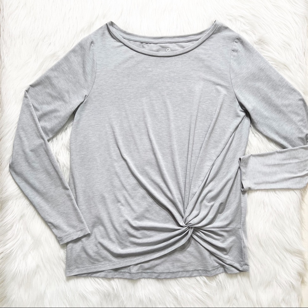 SOLD-Gap Fit Side Twist Long Sleeve Gray Tee - Picture 6 of 8